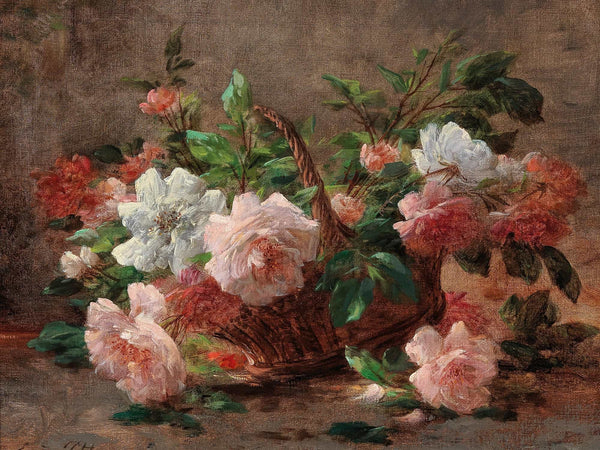 Eugene Petit A Basket With Roses By Eugene Petit