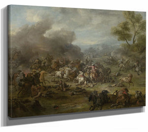 Jan Van Huchtenburg A Battle Scene By Jan Van Huchtenburg