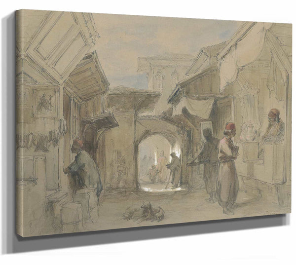 Amadeo Preziosi A Bazaar In Constantinople By Amadeo Preziosi