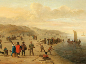 Cornelis Beelt A Beach Scene With Fishermen And Their Boats By Cornelis Beelt