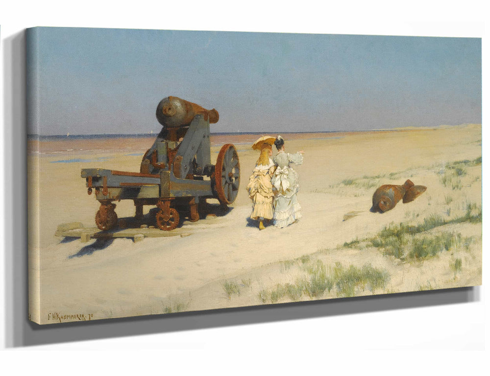 Frederik Hendrik Kaemmerer 18" x 12" / Stretched Canvas Wrap A Beach Stroll (1870) By Frederik Hendrik Kaemmerer