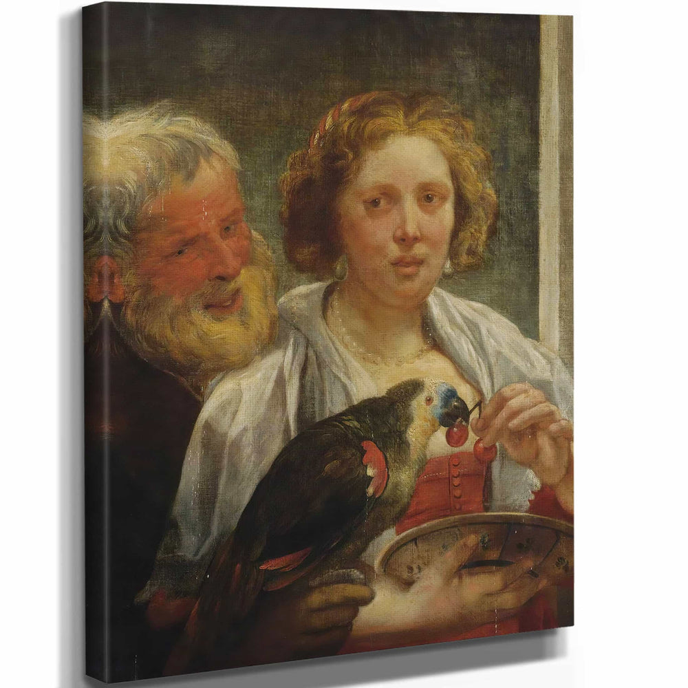 Jacob Jordaens A Bearded Man And A Woman With A Parrot Unrequited Love By Jacob Jordaens