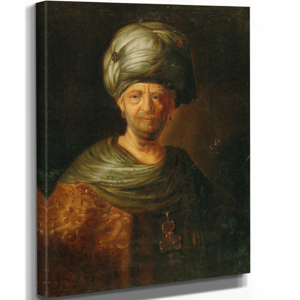 Friedrich Hartmann Barisien 11" x 14" / Stretched Canvas Wrap A Bearded Man In Oriental Costume By Friedrich Hartmann Barisien