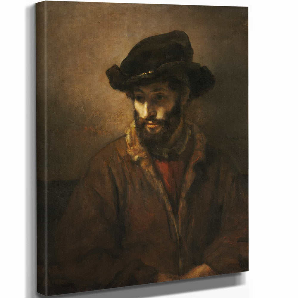 Rembrandt Van Rijn A Bearded Man Wearing A Hat By Rembrandt Van Rijn