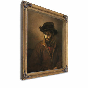 A Bearded Man Wearing A Hat By Rembrandt Van Rijn