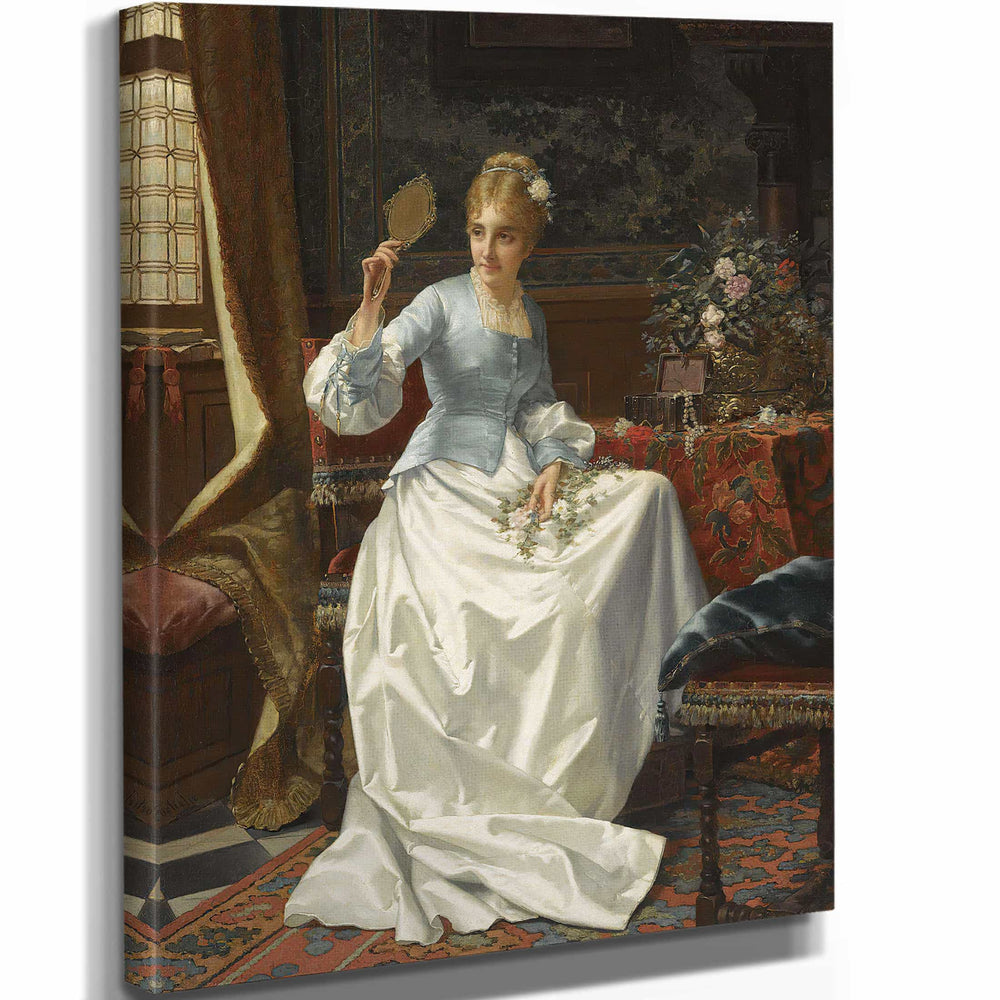 Jan Frederik Pieter Portielje 11" x 14" / Stretched Canvas Wrap A Beauty In An Interior By Jan Frederik Pieter Portielje