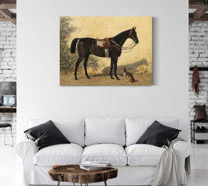 Emil Volkers A Black Horse With A Dog By Emil Volkers