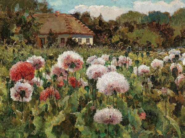 Mikhail Andreevich Berkos A Blossoming Garden With Poppies By Mikhail Andreevich Berkos