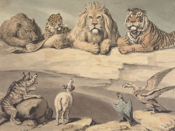 Samuel Howitt A Boar A Leopard A Lion A Tiger A Wolf A Ram And Two Eagles By Samuel Howitt