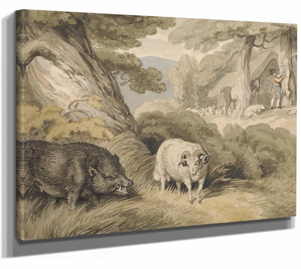 Samuel Howitt A Boar And A Ram By Samuel Howitt