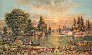 A Melrose 18" x 12" / Unframed Paper A Boat Landing Thousand Islands By A Melrose