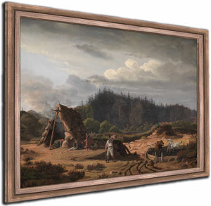 A Bog With Peat Cutters Hosterkob North Zealand By Fritz Petzholdt