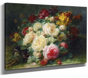 A Bouquet Of Cabbage Roses By Jean Baptiste Robie