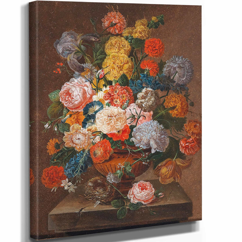 Johann Oberer A Bouquet Of Flowers With A Bird’s Nest By Johann Oberer