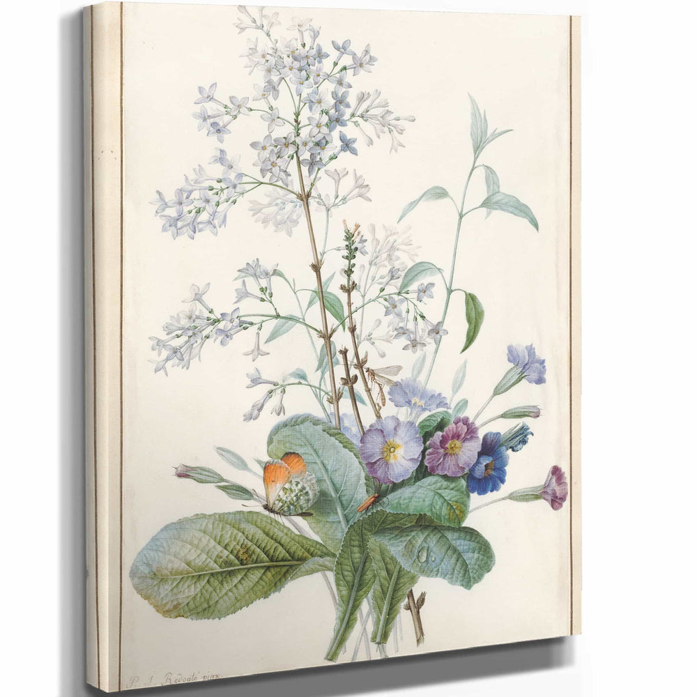 Pierre Joseph Redoute A Bouquet Of Flowers With Insects By Pierre Joseph Redoute