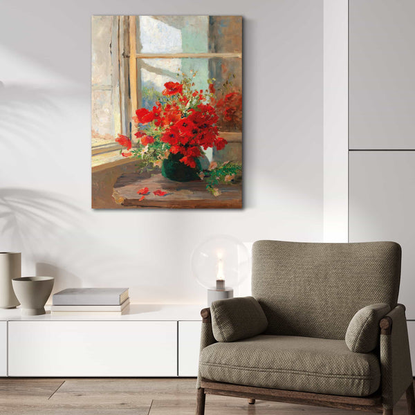 Olga Wisinger Florian A Bouquet Of Poppies By The Window By Olga Wisinger Florian