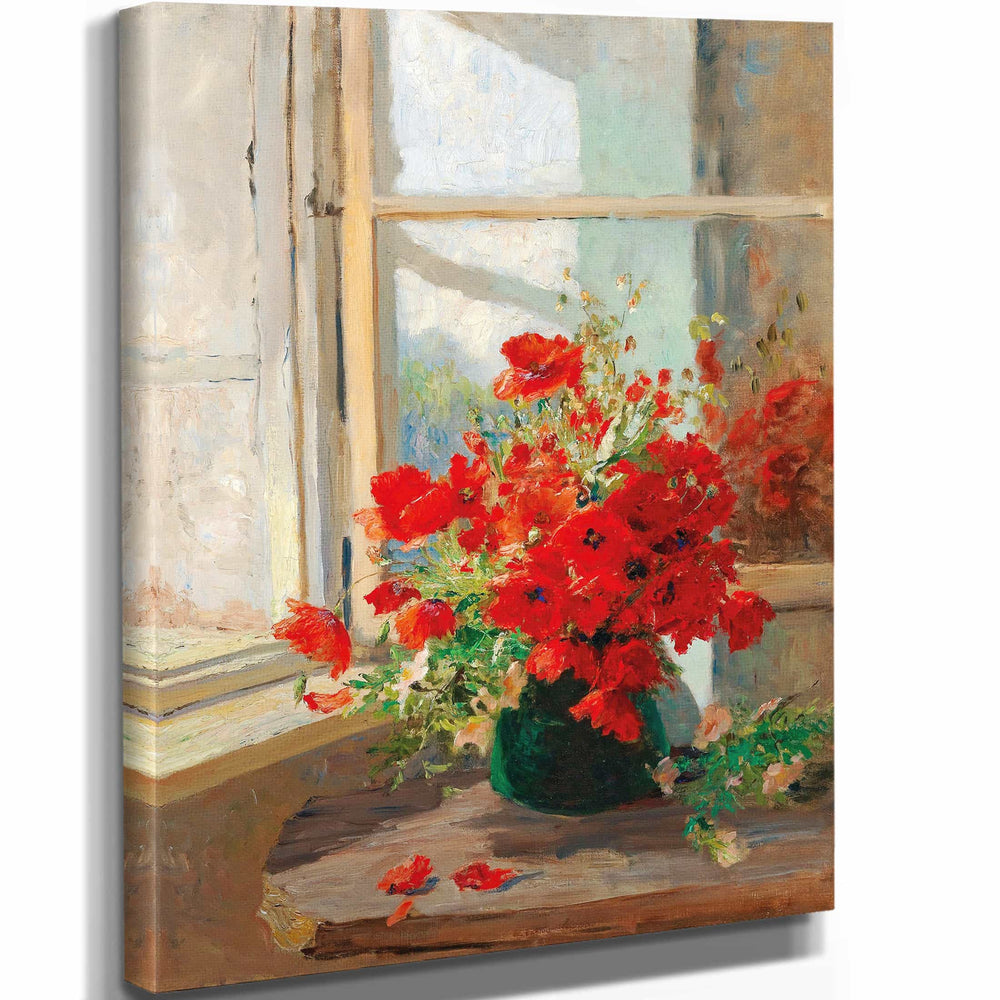 Olga Wisinger Florian A Bouquet Of Poppies By The Window By Olga Wisinger Florian