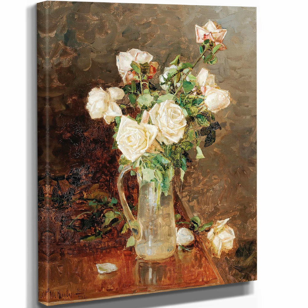 Yuliy Yulevich Klever The Younger A Bouquet Of Roses In A Glass Ewer (1912) By Yuliy Yulevich Klever The Younger