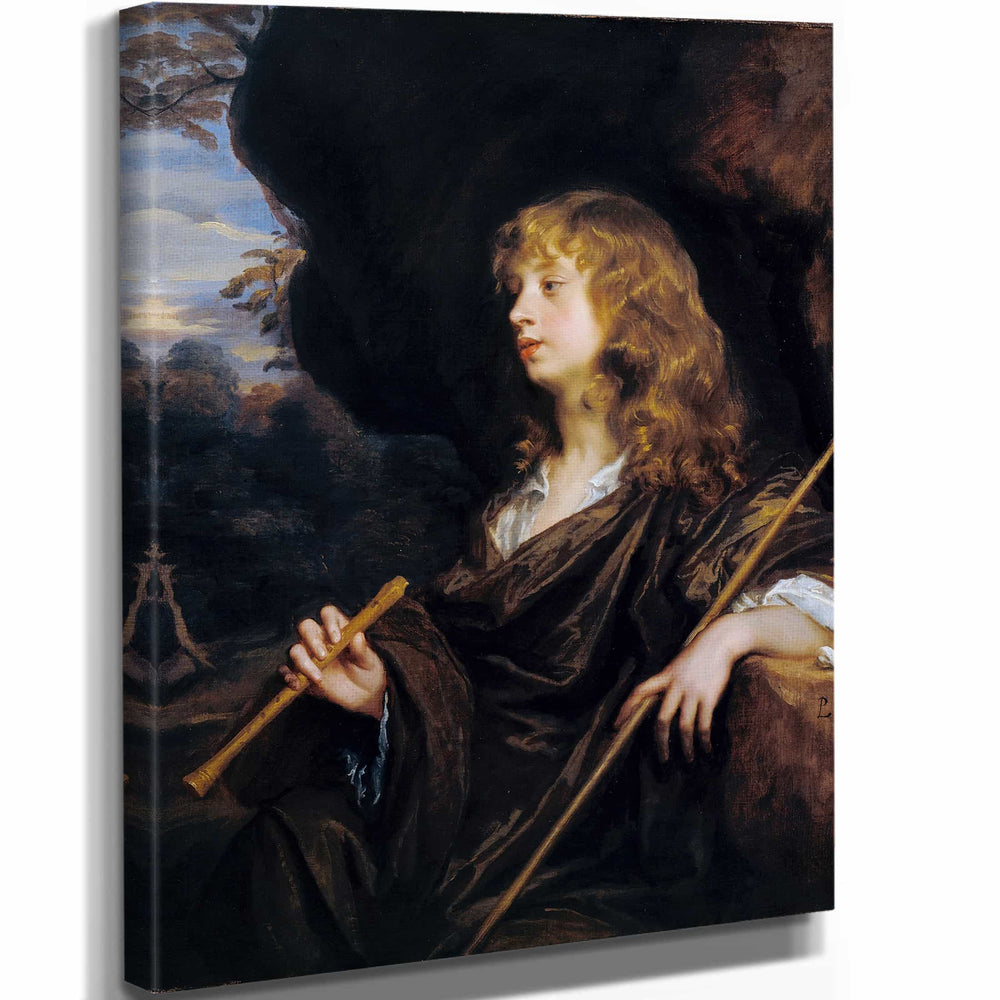 Sir Peter Lely 11" x 14" / Stretched Canvas Wrap A Boy As A Shepherd By Sir Peter Lely