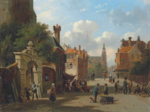 Adrianus Eversen A Busy Street In Holland By Adrianus Eversen