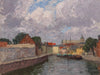 Alfred Zoff A Canal With Boats Before A Town By Alfred Zoff