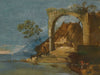 Giuseppe Bernardino Bison A Capriccio Fluvial Landscape With Figures In A Boat In The Foreground By Giuseppe Bernardino Bison
