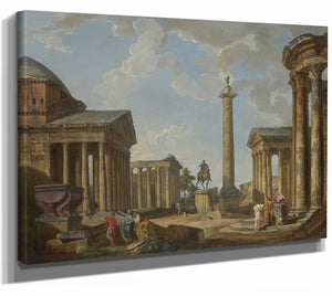 A Capriccio Of Roman Ruins By Giovanni Paolo Panini