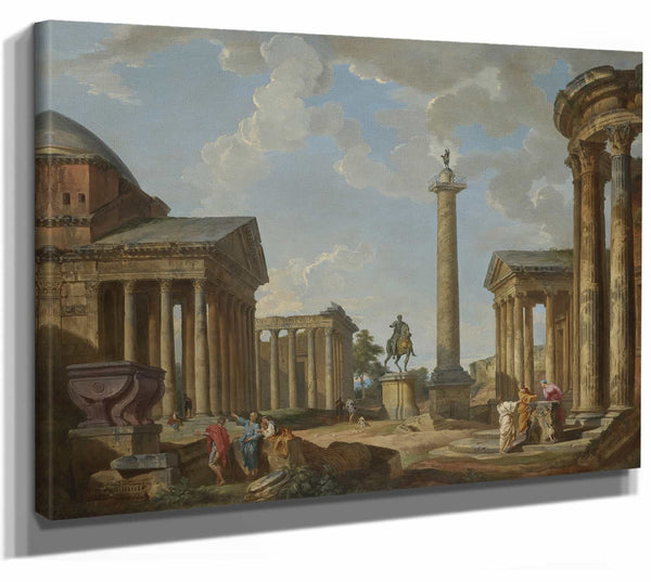 Giovanni Paolo Panini A Capriccio Of Roman Ruins By Giovanni Paolo Panini