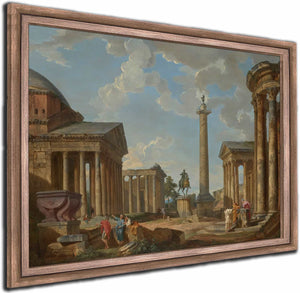 A Capriccio Of Roman Ruins By Giovanni Paolo Panini