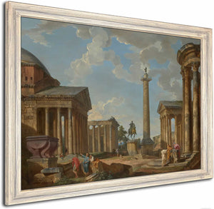 A Capriccio Of Roman Ruins By Giovanni Paolo Panini