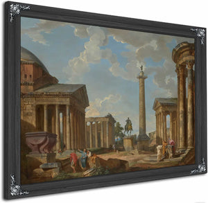 A Capriccio Of Roman Ruins By Giovanni Paolo Panini