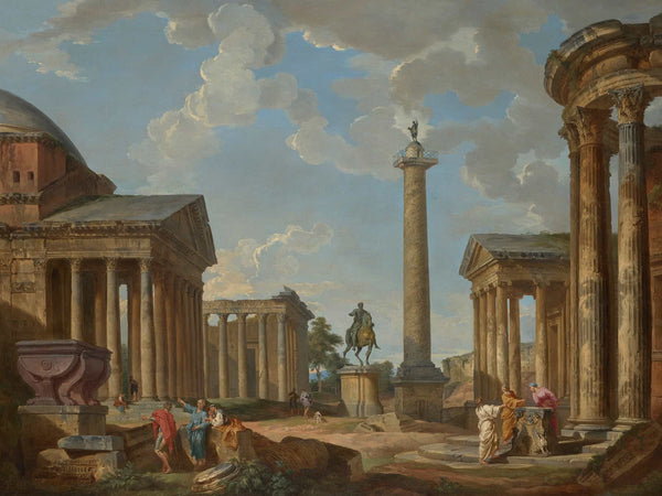 Giovanni Paolo Panini A Capriccio Of Roman Ruins By Giovanni Paolo Panini