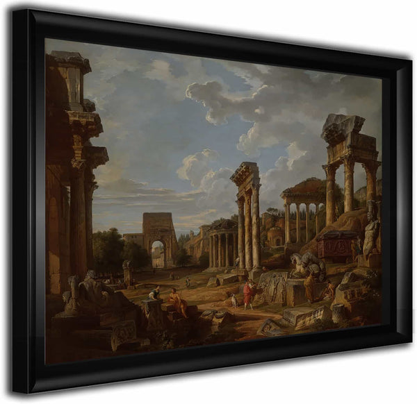 A Capriccio Of The Roman Forum By Giovanni Paolo Panini