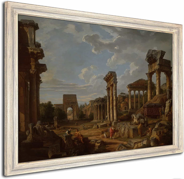 A Capriccio Of The Roman Forum By Giovanni Paolo Panini