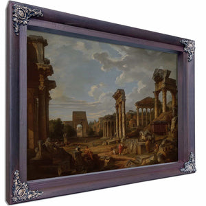 A Capriccio Of The Roman Forum By Giovanni Paolo Panini