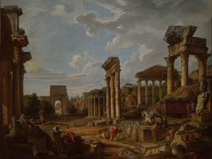 Giovanni Paolo Panini A Capriccio Of The Roman Forum By Giovanni Paolo Panini