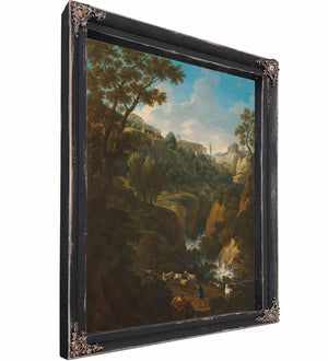 A Capriccio Of Tivoli With A Waterfall And Shepherds By Jan Frans Van Bloemen