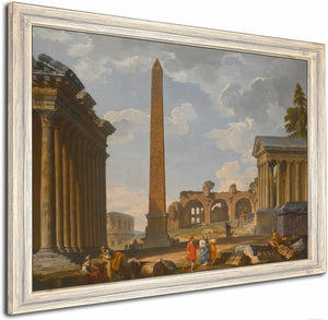 A Capriccio View Of Rome With Ancient Ruins And The Flaminian Obelisk By Giovanni Paolo Panini