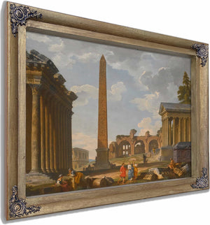 A Capriccio View Of Rome With Ancient Ruins And The Flaminian Obelisk By Giovanni Paolo Panini