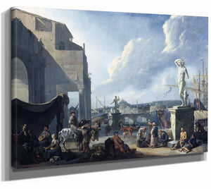 A Capriccio View Of Rome With The Castel Santangelo By Johannes Lingelbach