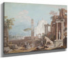 Marco Ricci 14" x 11" / Stretched Canvas Wrap A Capriccio With A Gothic Church And Antique Ruins By Marco Ricci