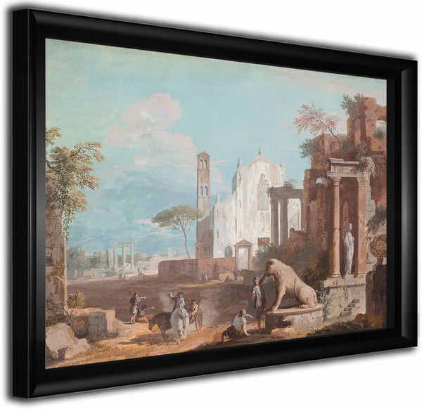 A Capriccio With A Gothic Church And Antique Ruins By Marco Ricci