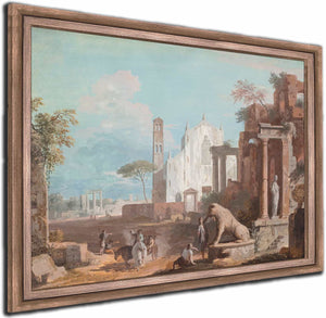 A Capriccio With A Gothic Church And Antique Ruins By Marco Ricci