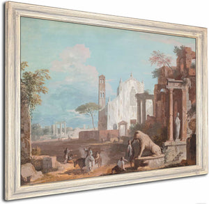 A Capriccio With A Gothic Church And Antique Ruins By Marco Ricci