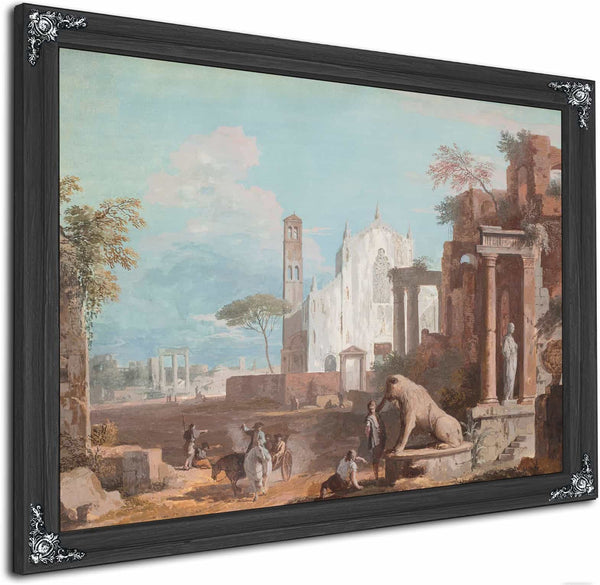 A Capriccio With A Gothic Church And Antique Ruins By Marco Ricci