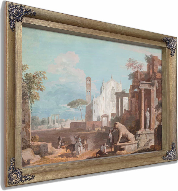 A Capriccio With A Gothic Church And Antique Ruins By Marco Ricci