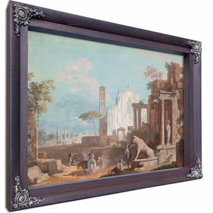 A Capriccio With A Gothic Church And Antique Ruins By Marco Ricci