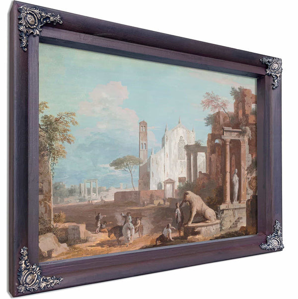 A Capriccio With A Gothic Church And Antique Ruins By Marco Ricci