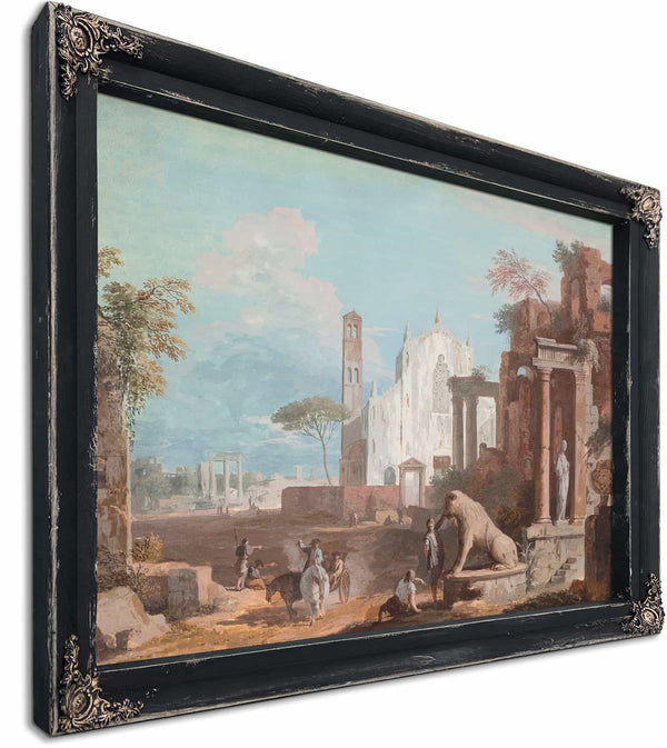 A Capriccio With A Gothic Church And Antique Ruins By Marco Ricci