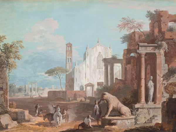 Marco Ricci A Capriccio With A Gothic Church And Antique Ruins By Marco Ricci